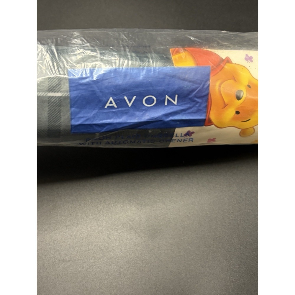 Avon Disney Pooh Umbrella Y2K Gray Black Plaid Bumblebees Honey Pot Handle - Picture 4 of 6